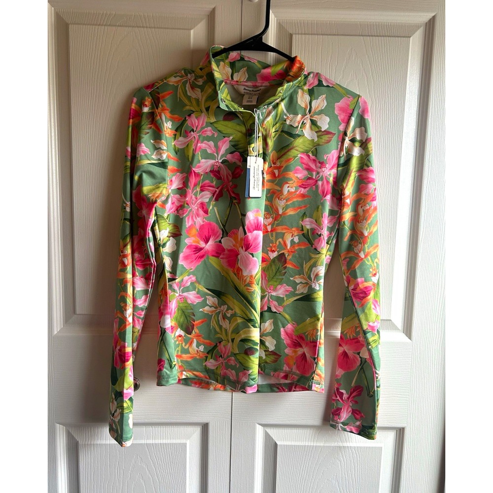 Tommy Bahama Everyday Active Women's Floral Full Zip Mock Neck Jacket S